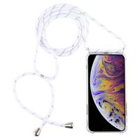 Vierhoek anti-val transparante TPU mobiele telefoon geval met Lanyard voor iPhone XS Max (wit)