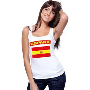 Singlet shirt/ tanktop Spaanse vlag wit dames