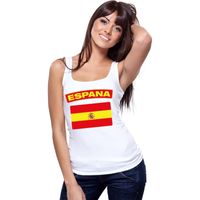 Singlet shirt/ tanktop Spaanse vlag wit dames - thumbnail