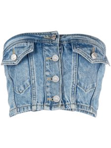 MOSCHINO JEANS haut bustier en jean à coupe crop - Bleu