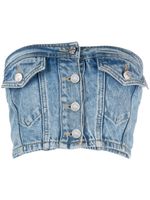 MOSCHINO JEANS haut bustier en jean à coupe crop - Bleu - thumbnail