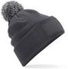 Beechfield CB443 Snowstar® Patch Beanie - Graphite Grey/Light Grey - One Size