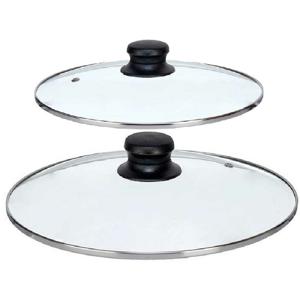 Universele pannendeksel set - 2x stuks - Dia 26/22 cm - glas - stoomgaatje