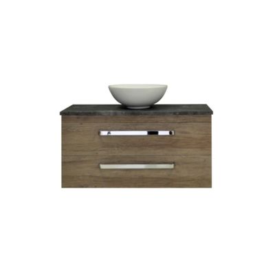 Badkamermeubelset Sanicare Q11 2 Laden 100cm Grey-Wood (spiegel optioneel)