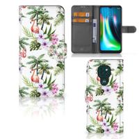 Motorola Moto G9 Play | E7 Plus | Telefoonhoesje | Met pasjeshouder | Flamingo Palms