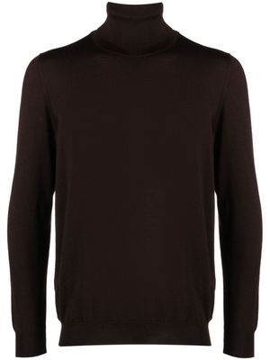 Kiton pull en maille fine à col roulé - Marron