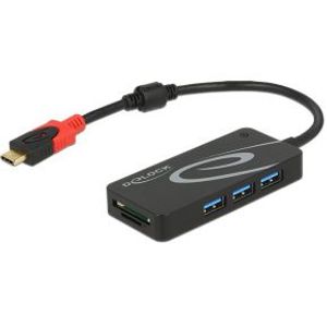 DeLOCK HUB USB 3.0 USB Type-C > 3 Port extern USB 3.2 Gen 1 (3.1 Gen 1) Type-C 5000 Mbit/s Zwart