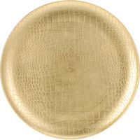 Kaarsenbord/onderbord - goud - kunststof - D33 cm - krokodillen motief   -