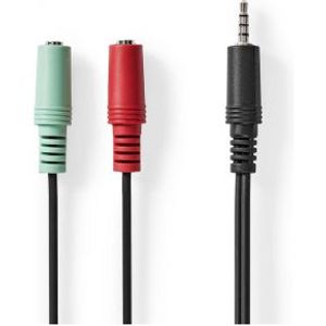 Stereo-Audiokabel | 3,5 mm Male | 2x 3,5 mm Female | Vernikkeld | 0.20 m | Rond | Antraciet | Doos
