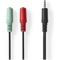 Stereo-Audiokabel | 3,5 mm Male | 2x 3,5 mm Female | Vernikkeld | 0.20 m | Rond | Antraciet | Doos