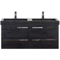 Seville Badmeubelset 120 cm - 4 Laden Black Oak - Wastafel Hardsteen Wit Lucca