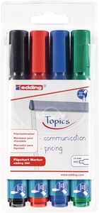 Edding Flipchartmarker | zwart/rood/blauw/groen | streepbreedte 1,5-3 mm ronde punt | 1 stuk - 4-380-4 4-380-4