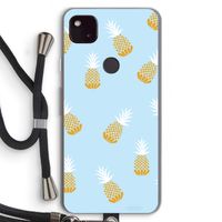 Ananasjes: Pixel 4a 5G Transparant Hoesje met koord