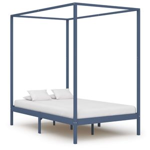 Hemelbedframe massief grenenhout grijs 120x200 cm