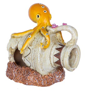 Superfish Deco Jar Octopus - Handgeschilderd, Milieuvriendelijk Hars Aquariumornament