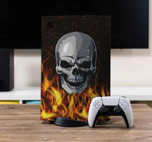 Schedel in vlammen PS5 sticker