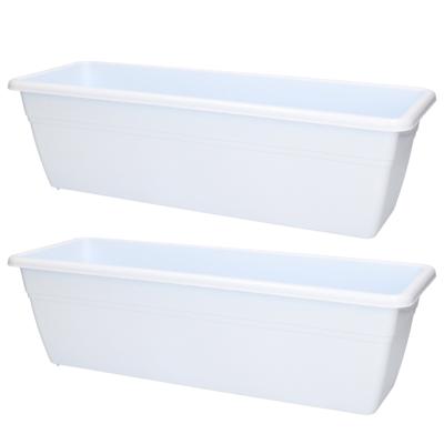 Plantenbak - 2x - wit - rechthoekig - 50 x 17 x 15 cm Plantenbak - 2x - wit - rechthoekig - 50 x 17 x 15 cm