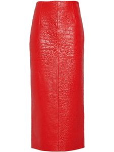 Prada jupe mi-longue en cuir nappa - Rouge