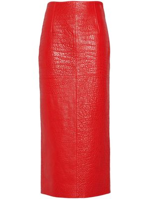 Prada jupe mi-longue en cuir nappa - Rouge