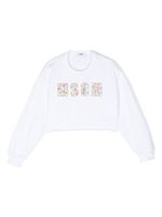 MSGM Kids sweat fleuri à sequins - Blanc - thumbnail