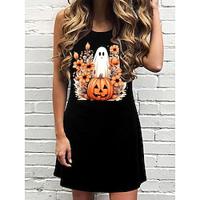 Dames Tank-jurk Grafisch Geest Afdrukken Strakke ronde hals Mini-jurk Stijlvol Casual Halloween Mouwloos Zomer Lightinthebox