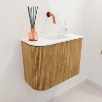 Toiletmeubel Mondiaz Joya | 51.6 cm | Meubelkleur Oak | Faye wastafel Talc Rechts | Zonder kraangat(en) Toiletmeubel Mondiaz Joya | 51.6 cm | Meubelkleur Oak | Faye wastafel Talc Rechts | Zonder kraangat(en)