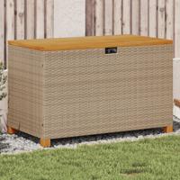 Tuinbox 110x55x63 cm poly rattan en acaciahout beige - thumbnail