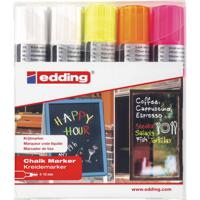 Edding 4090 Krijtmarker Wit, Wit, Neon-geel, Neon-oranje, Neon-pink 4 mm, 15 mm