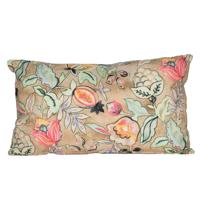 Sierkussen voor binnen en buiten - wild flowers - beige - 30 x 50 cm - tuinkussen