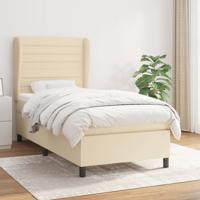 Boxspring met matras stof crèmekleurig 90x200 cm