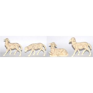 4x Witte schapen beeldjes 10 x 10 cm dierenbeeldjes - Beeldjes