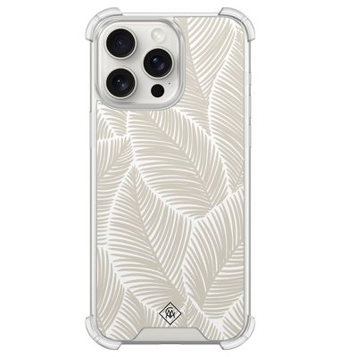 iPhone 15 Pro Max shockproof hoesje - Palmy leaves beige iPhone 15 Pro Max shockproof hoesje - Palmy leaves beige