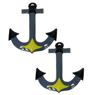 Feest versiering decoratie maritiem anker - Set van 2x stuks - 52 cm - plastic - voor aan de muur/wa Feest versiering decoratie maritiem anker - Set van 2x stuks - 52 cm - plastic - voor aan de muur/wa