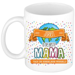 Naam mok mama Jorien - wit - de beste - keramiek - 300 ml - Moederdag/verjaardag