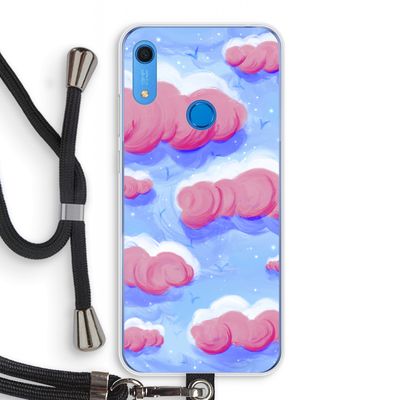 Roze wolken met vogels: Huawei Y6s Transparant Hoesje met koord