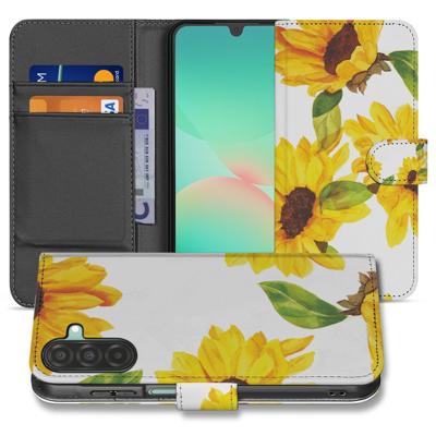 Samsung Galaxy A17 Hoesje Zonnebloemen Wallet PU Leer 3 Pasjes Samsung Galaxy A17 Hoesje Zonnebloemen Wallet PU Leer 3 Pasjes