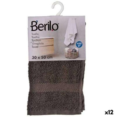 Badhanddoek Berilo Grijs 80 % katoen 20 % Polyester 30 x 50 cm 30 x 50 x 0,2 cm 25 x 1,5 x 15 cm (12 Stuks)