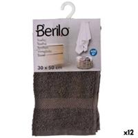 Badhanddoek Berilo Grijs 80 % katoen 20 % Polyester 30 x 50 cm 30 x 50 x 0,2 cm 25 x 1,5 x 15 cm (12 Stuks)