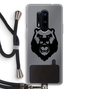 Angry Bear (black): OnePlus 8 Pro Transparant Hoesje met koord