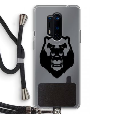 Angry Bear (black): OnePlus 8 Pro Transparant Hoesje met koord