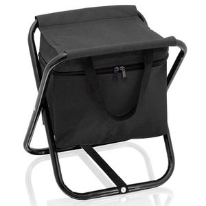 Opvouwbare stoel met koeltas zwart 26 x 34 x 32 cm   -