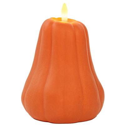 Anna's Collection LED pompoen kaars - oranje - D13 x H11 cm - met timer