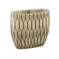 Joedi Taupe cement pot gemengde structuur ovaal L