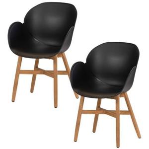 Exotan Tulip Tuin Fauteuil - Teak|Propyleen - Zwart - Set van 2