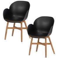 Exotan Tulip Tuin Fauteuil - Teak|Propyleen - Zwart - Set van 2 - thumbnail