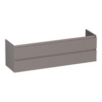 Brauer Joy Wavy - Onderkast - 160 cm - met 4 Softclose Lades Greeploos en 2 Sifon Uitsparingen - Mat Taupe
