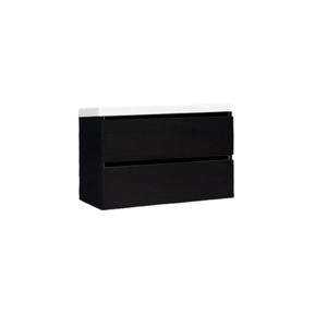 Onderkast Sanilux Trendline Met Greeplijst Mat Zwart 80x47x52 Cm Black Oak