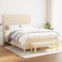 Boxspring met matras stof crèmekleurig 140x200 cm