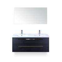 Seville Badmeubelset 120 cm - 2 laden Black Oak - Wastafel Enjoy Dubbel - met Spiegel
