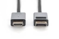 Digitus DB-340202-018-S HDMI-kabel HDMI Aansluitkabel HDMI-A-stekker, DisplayPort-stekker 1.8 m Zwart 4K UHD, Afgeschermd (drievoudig), Flexibel, Halogeenvrij - thumbnail